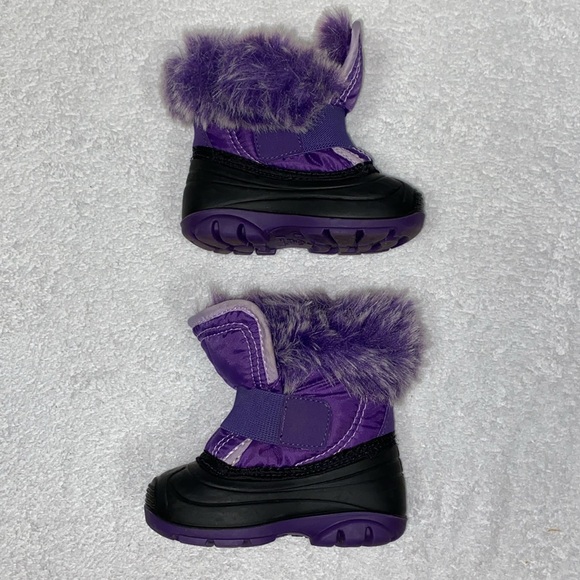 Kamik Girls Sugar Plum Snow Boots Purple Faux Fur Lined Hook Loop Round Toe 6 - Picture 4 of 9